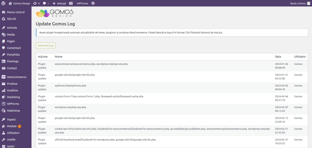 administrare site wordpress